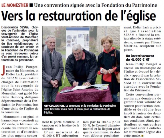 Extrait du journal La Montagne du  22/10/2017